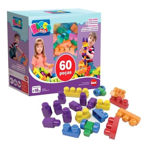 Brinquedo De Montar 2 Anos 60 Pçs Grandes Mais Blocos Dismat