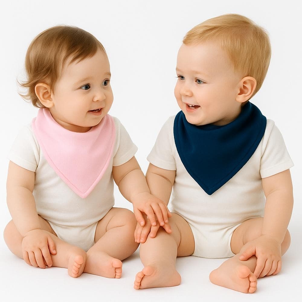 Kit 3 babador bandana impermeável de malha 100% algodão tripla camada cores sortidas