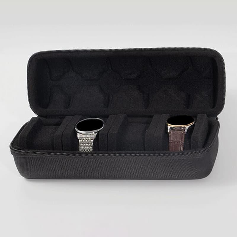 Caixa De Relógio De Casca Dura Portátil Caso De Viagem Com Inserção De Esponja Organizador De Armazenamento Doméstico De