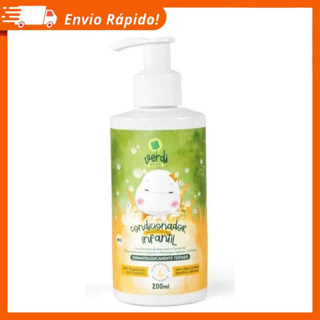 Condicionador Infantil Verdi Natural com Extrato de Aloe Vera e Camomila Óleos Essenciais e Vegetais