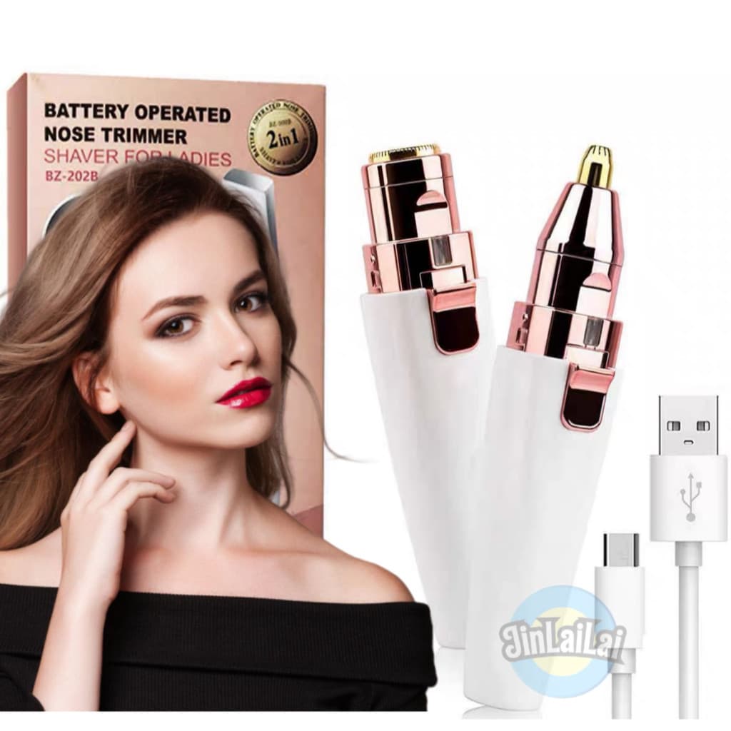 Depilador 2 EM 1 Portátil Recarregavel USB remove Sobrancelha Buço indolor Batom-Branco