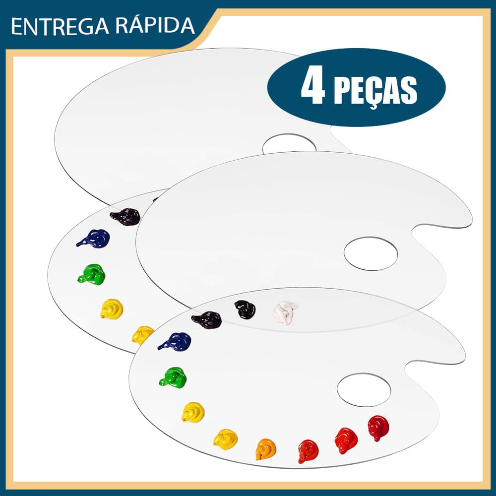 4x Paleta Acrílica Transparente Paleta de Cores para Pintores Maquilhadores Artistas de Unhas 20x30cm