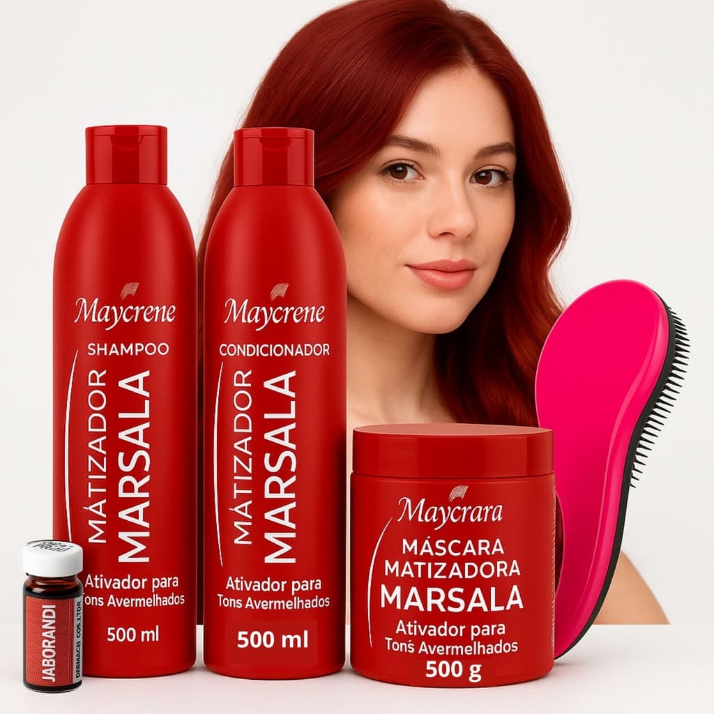 Kit Marsala Matizador Conjunto Capilar Para Tons Avermelhados Shampoo + Mascara + Condicionador
