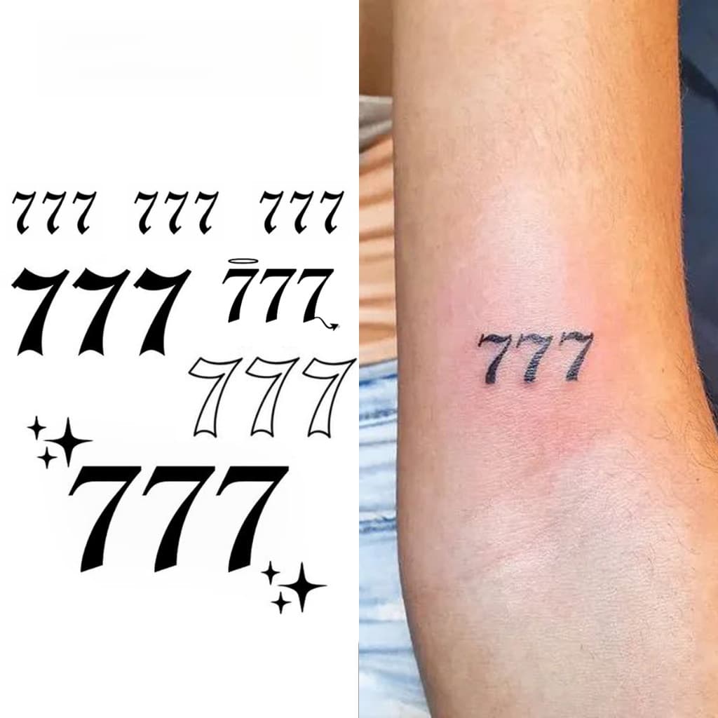 Tatuagem Temporária Número 7, Dura até 15 Dias, Nova Tecnologia Mágica, Adesivo Semi Permanente à Prova d'Água, Tatuagem