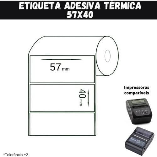 Etiqueta Adesiva 58x40 P/ Mini Impressora Ou Pos58 - 5 Rolos