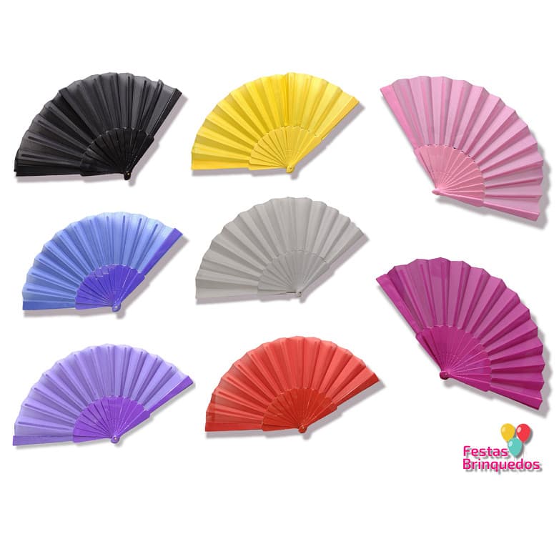 Leque de Mão Plástico Colorido