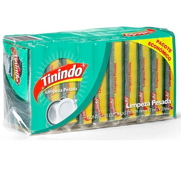 Kit com 10 Esponja Tinindo Limpeza Pesada