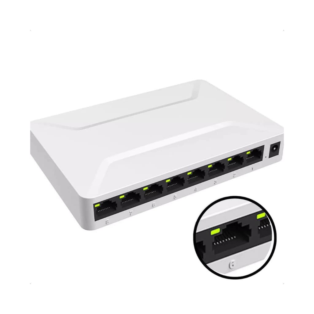 Switch de Rede 5 Portas 10/100/1000Mbps, Conexão Estável e Fonte Bivolt 5V/1A