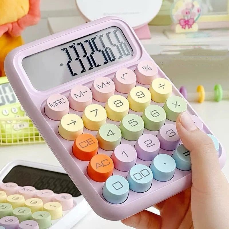 Calculadora Criativa Colorida Moderna 12 Dígitos Teclado Mecânico Criativa Escola Escritório Papelaria Faculdade - WYL