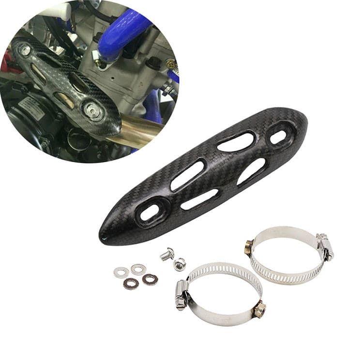 Escudo Térmico De Fibra De Carbono Real Universal Para Tubo De Ligação Intermediária De Escape De Moto