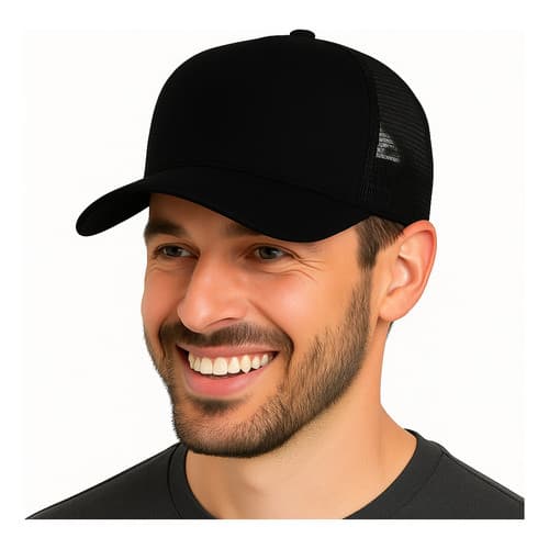 Boné Trucker Preto Liso Rendinha Aba Curva Preto x