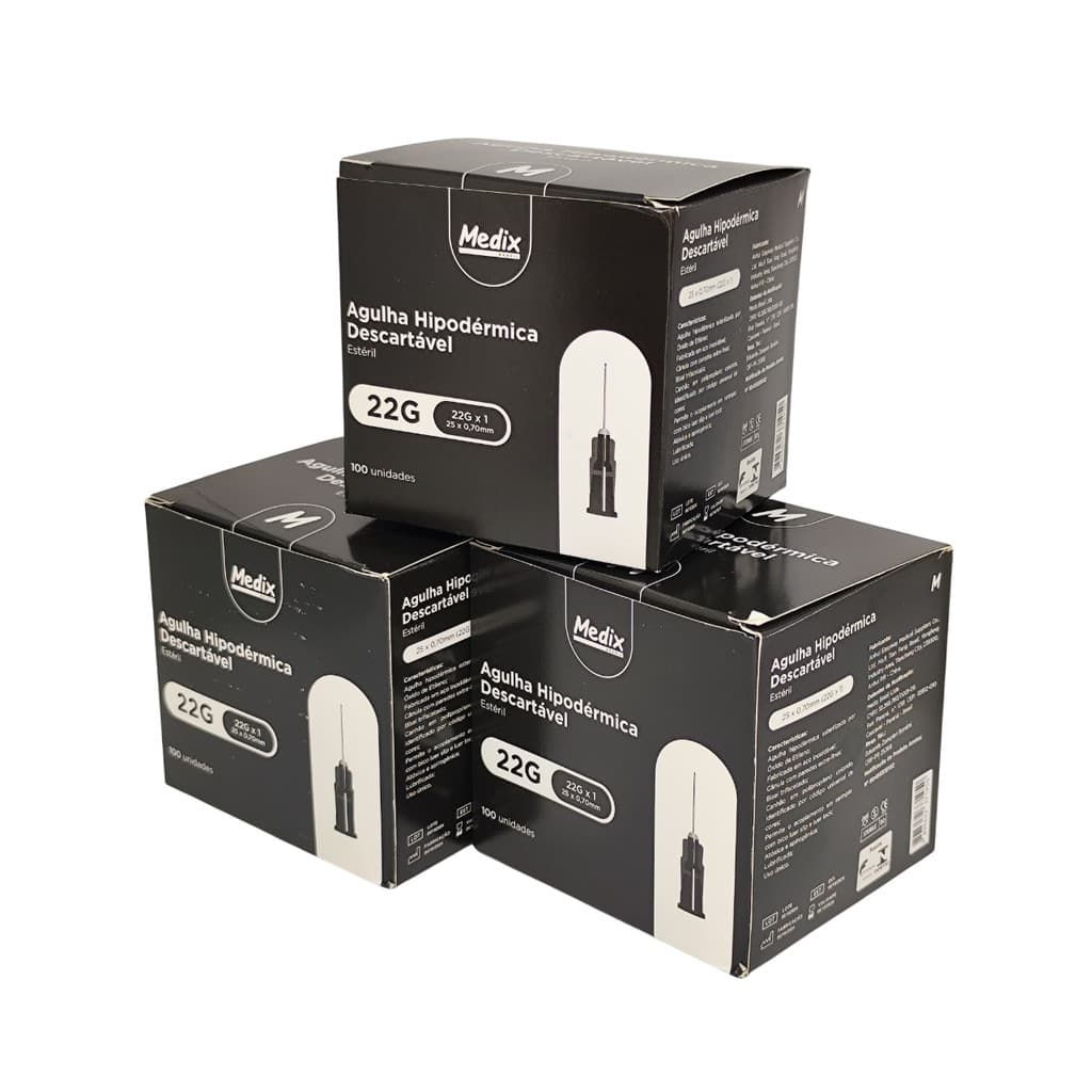 Agulha Hipodérmica Medix 25x0,70mm - Kit 300 unidades