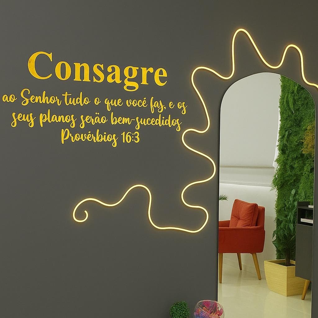 Espelho Decorativo Frase "Consagre" Provérbios 16:3 Acrilico Decoração da Casa