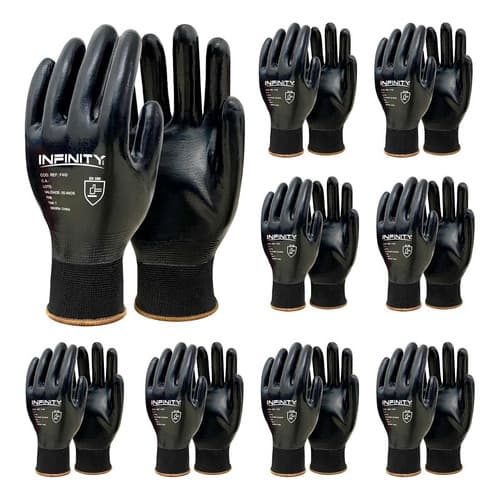 kit 12 Luva Mecânico Impermeável Malha banho Nitrilico