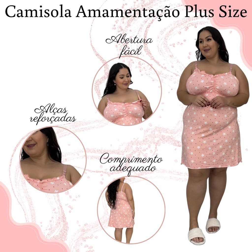 Camisola Plus Size Suede 48 50 52 Carol