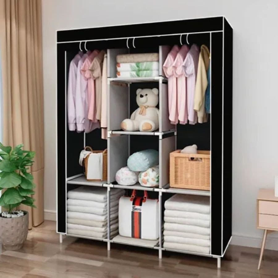 Arara Guarda Roupa De Casal Dobrável Armário Organizador Multiuso Roupeiro Cabideiro Sapateira Top&casa