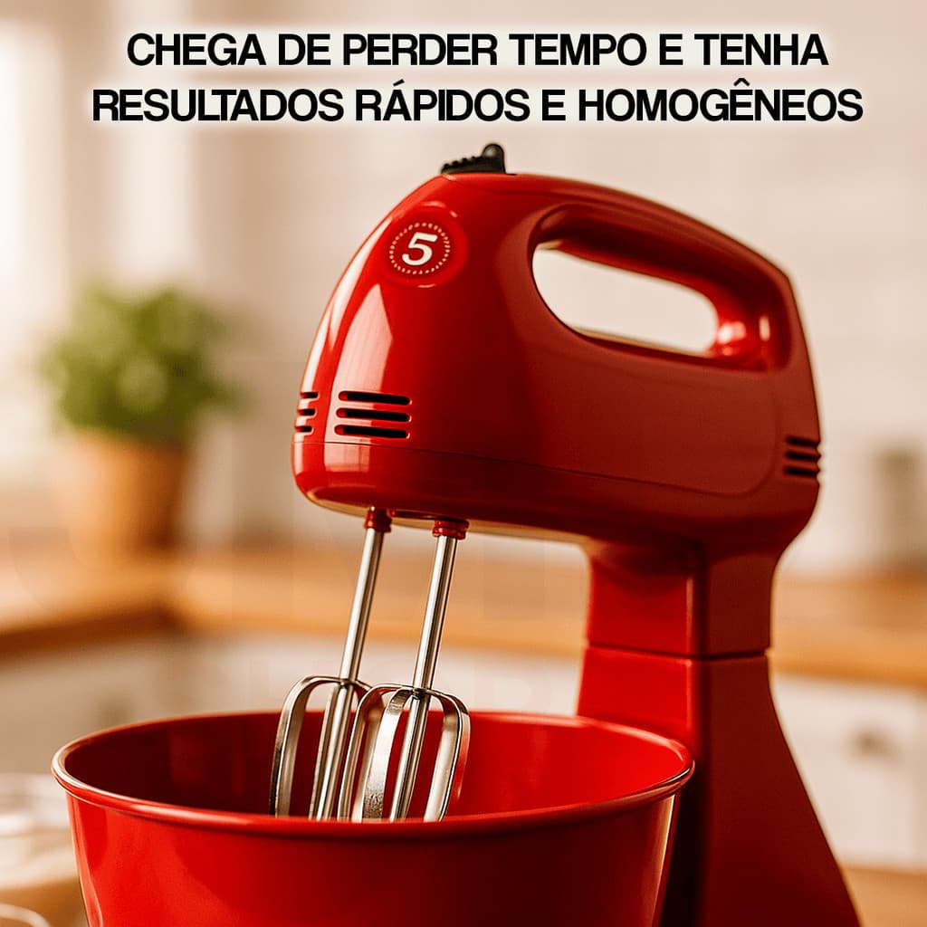 Batedeira Planetária Potente 300W Ideal Para Massas Batedores De Aço