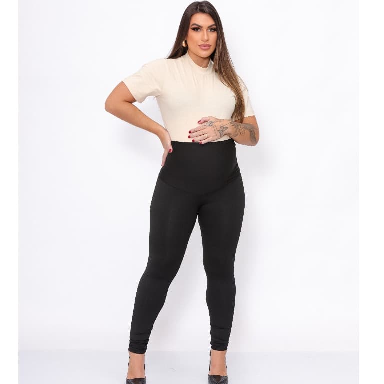 Grávida Legging Gestante Calça Maternidade Preto Cós Alto Confortável | Gestação Feminina | Gravida