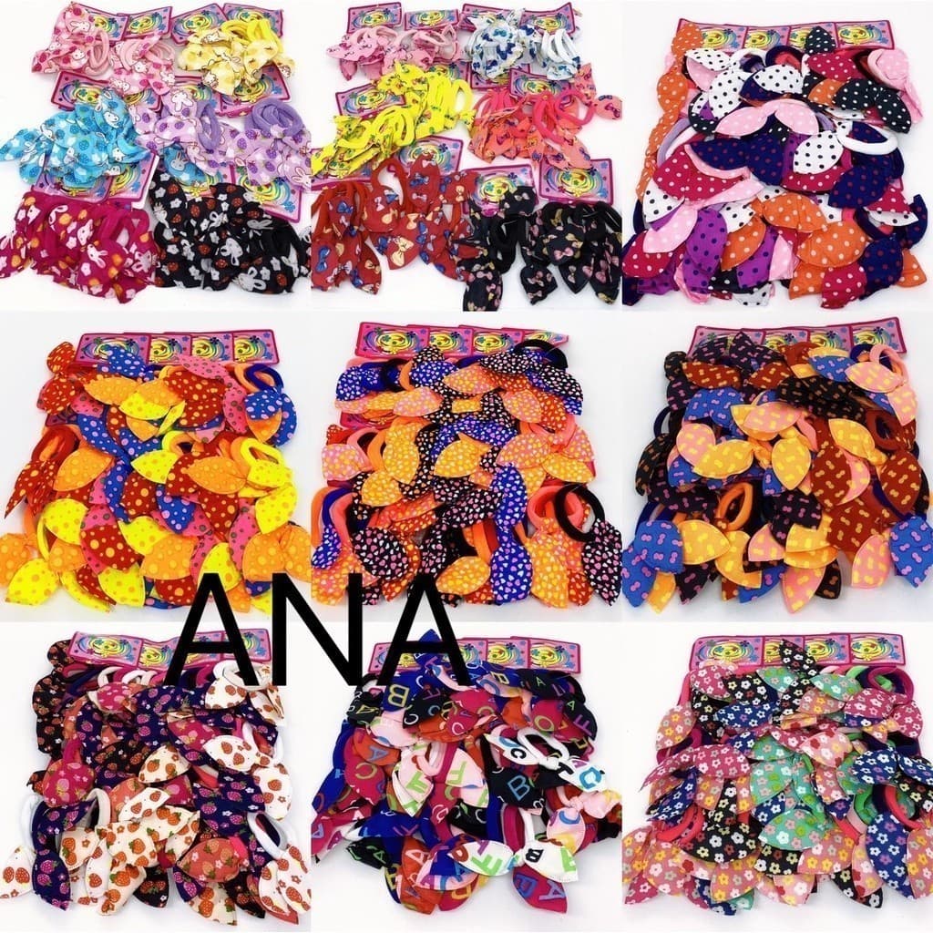 Rabicó Pra Cabelo Meia De Seda Com Enfeite com 48 Peças orelhas de coelho-GUI ANA