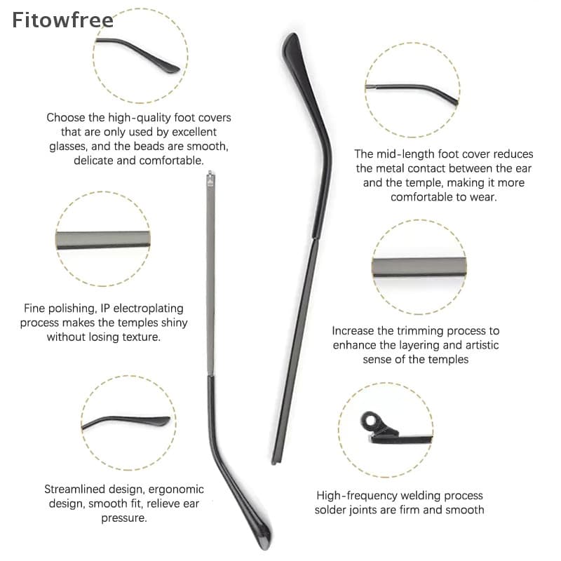 FITOW 1Pair Óculos De Sol Anti-Derrapante Ferramenta De Reparo Universal Acessórios De Substituição Perna Armação Metal FE