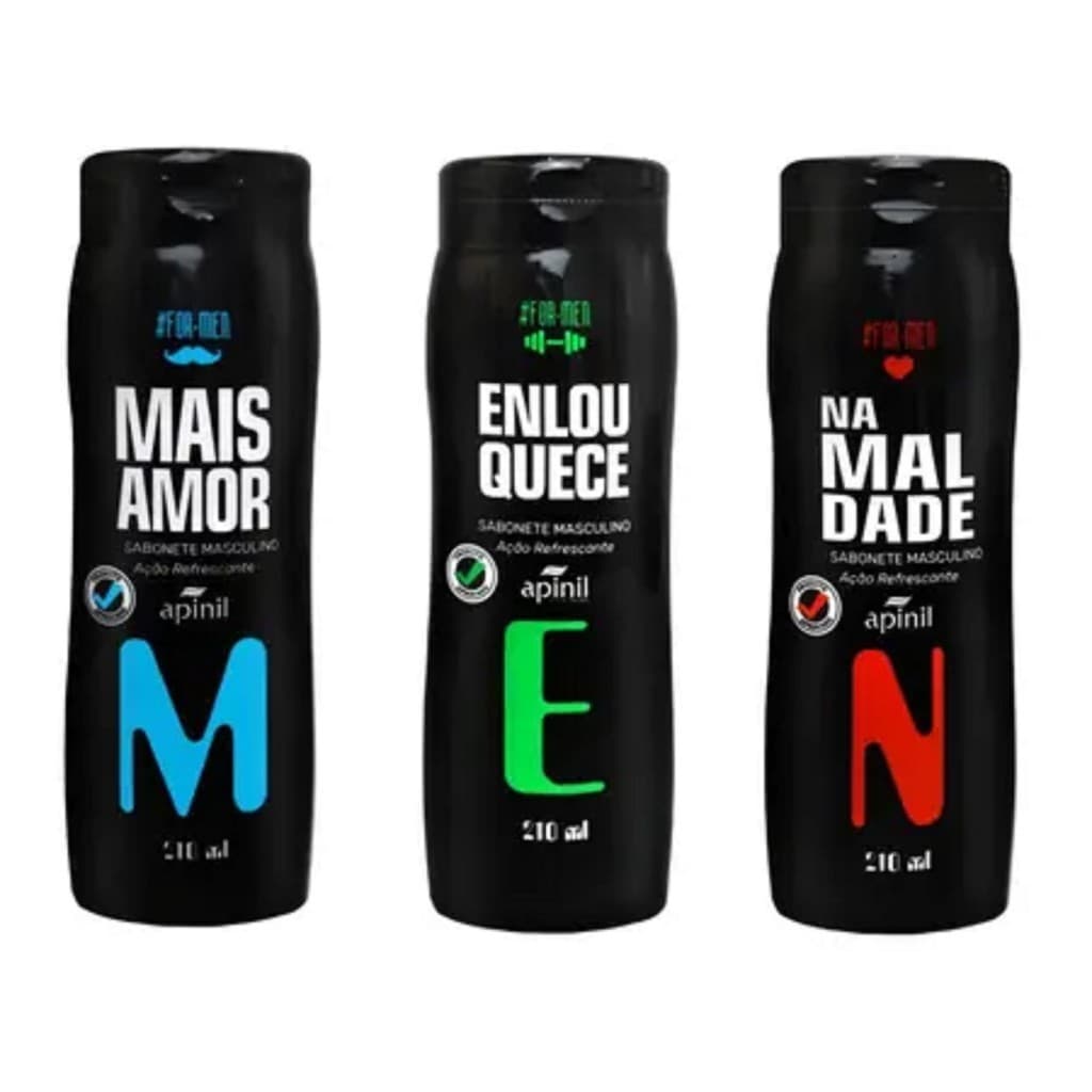 Kit C/3 Sabonete Liquido Masculino (Enlouquece,Mais amor,Na Maldade)-Apinil