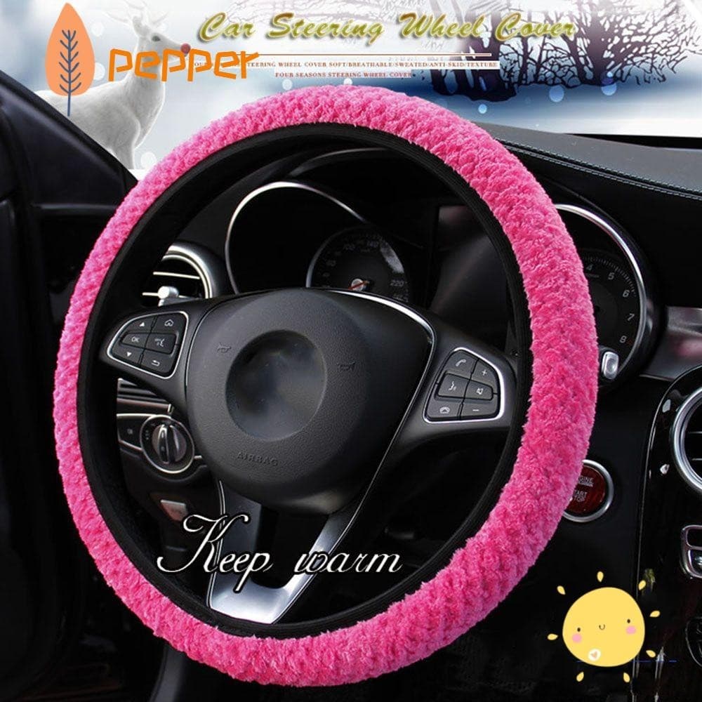 PEPPER Capa Do Volante Carro Decoração Automática Proteção Antiderrapante Pelúcia Quente