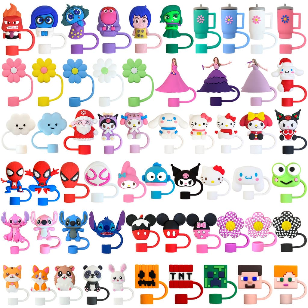 Acessórios De Copo De Capa De Palha De 10mm 100 Estilo De Rolha Personagem De Jogo De Desenho Animado Para Copos , Silic