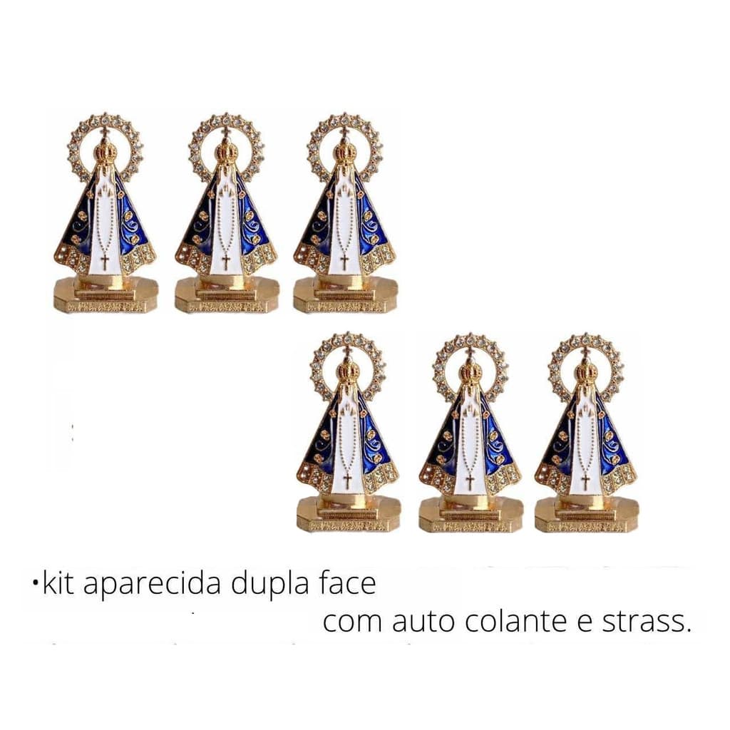 Kit 6 Santinha Nossa Senhora Aparecida Painel Carro - 5,5 cm de Material metálico