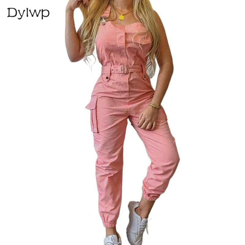 Macacão Feminino Dylwp Com Vários Bolsos E Botões