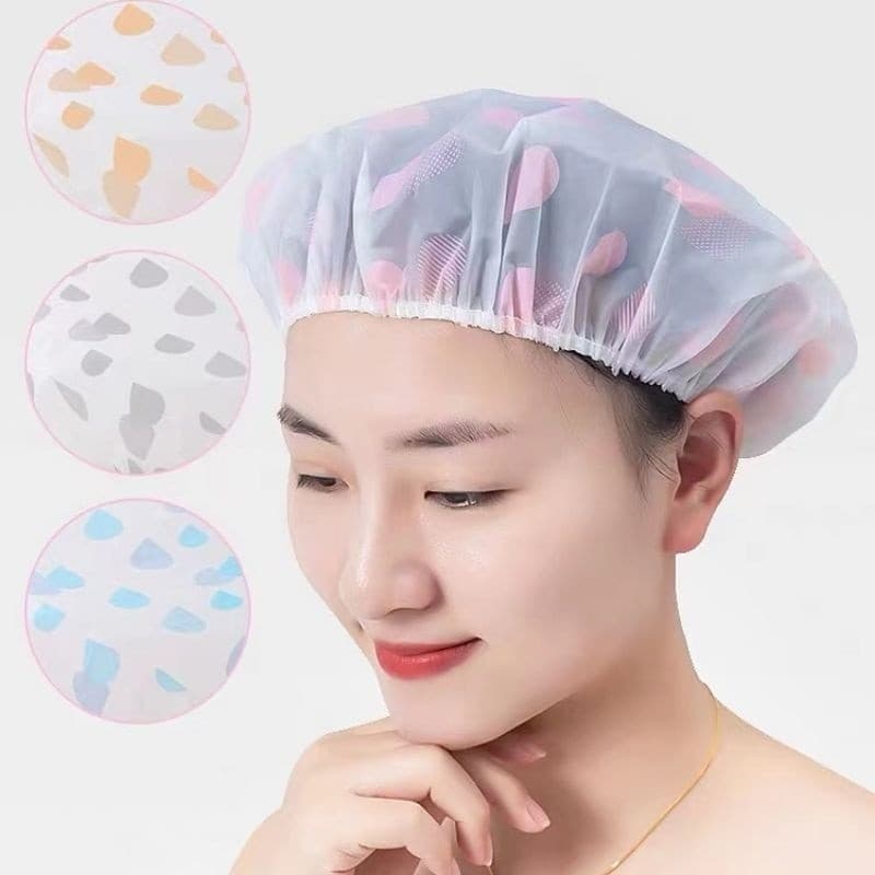 Kit 3 toucas para Banho Tintura Hidratação Com Elástico de Estampadas Plástico Reutilizável À Prova D'água pronto entregar