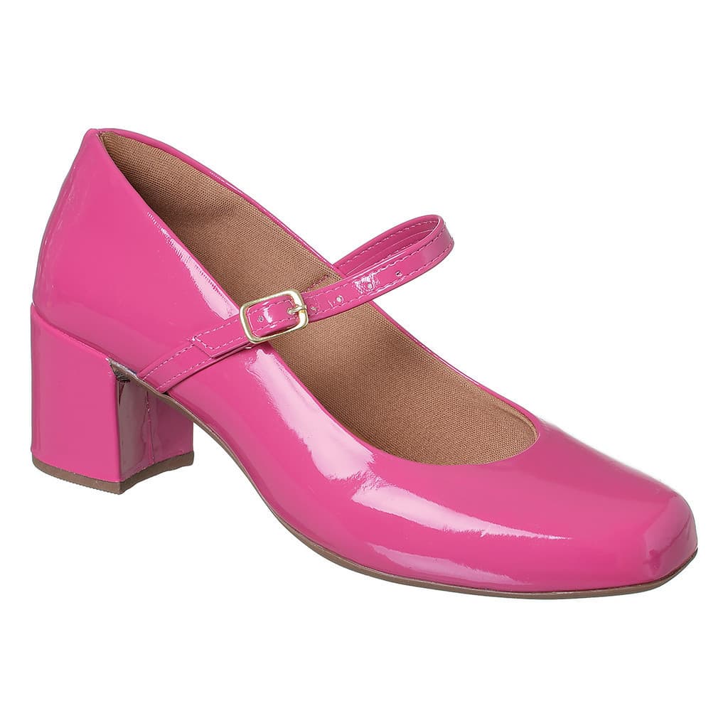 Sapato Scarpin Boneca Bico Quadrado Confortável Festa