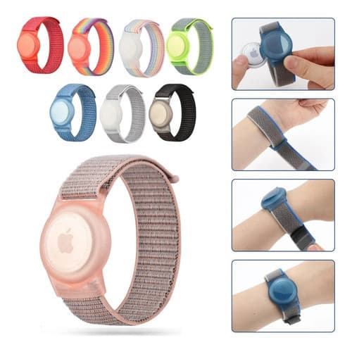 Pulseira Ajustável para Airtag Rastreador Infantil, Criança e Idoso - Nylon Respirável 17cm