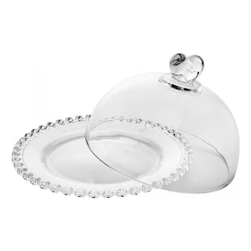 Queijeira De Cristal Com Tampa Coração 19,5cm X 13cm - Lyor