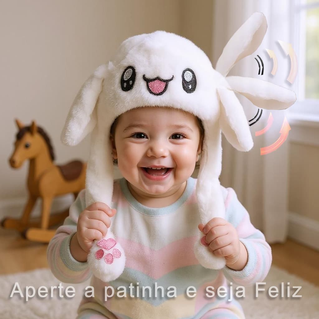 Touca de Pelúcia Levanta as Orelhas para crianças – Gorro divertido
