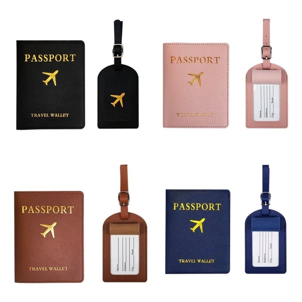 Porta Carteira Capa Porta Passaporte com kit Id Etiqueta Cartão De Bagagem  Premium