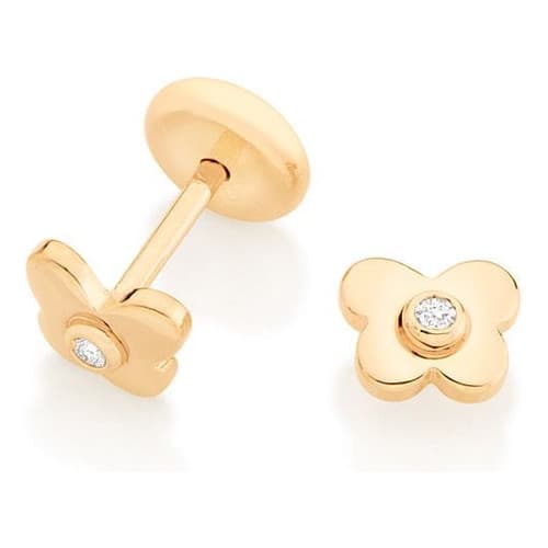 Brinco Bebê Rommanel - Borboleta Antialérgico Folheado a Ouro e pedrinha de zircônia 526395