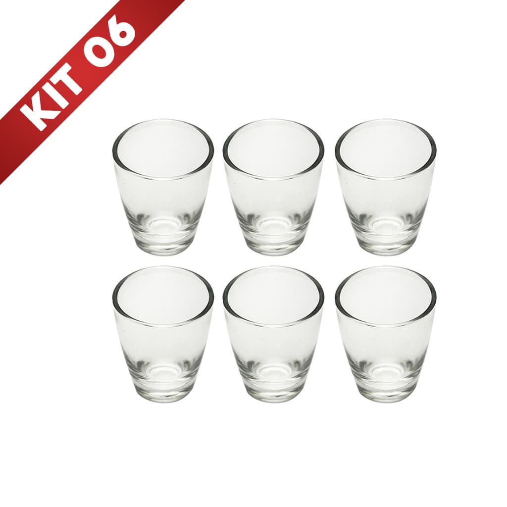Copo Dose Shot 30ml Vidro Drink Bebidas 6 Peças Whisky Tequila Licor Cachaça Bar Gym Vodka Atacado