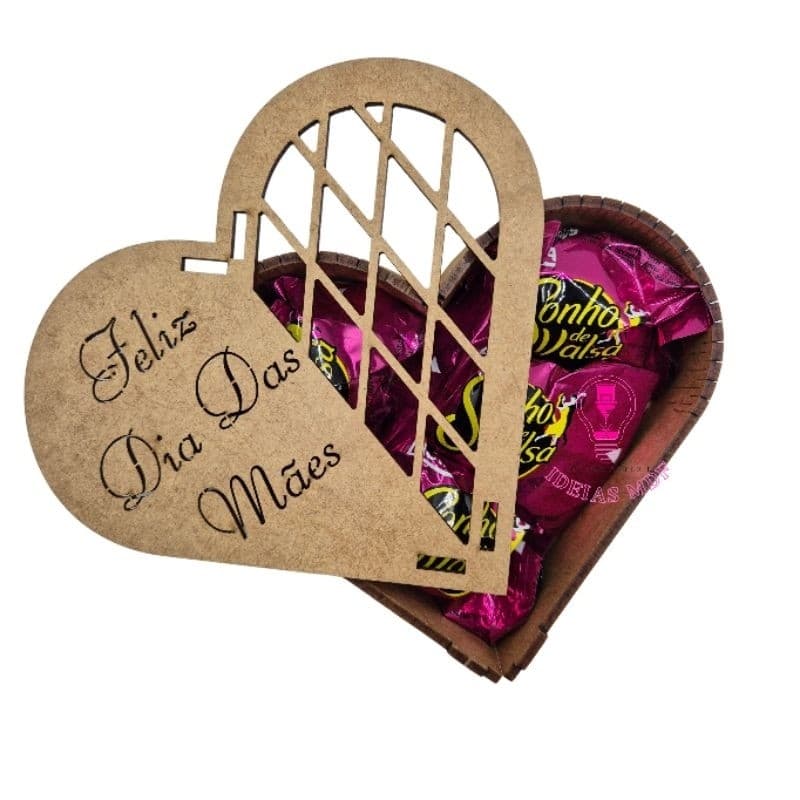 Caixa Coração Feliz dia das Mães MDF Lembrançinha