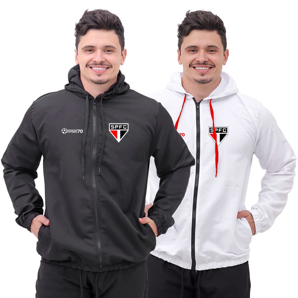 Kit com 2 Corta-Ventos Masculinos - Estilo Tricolor e Paixão pelo Futebol