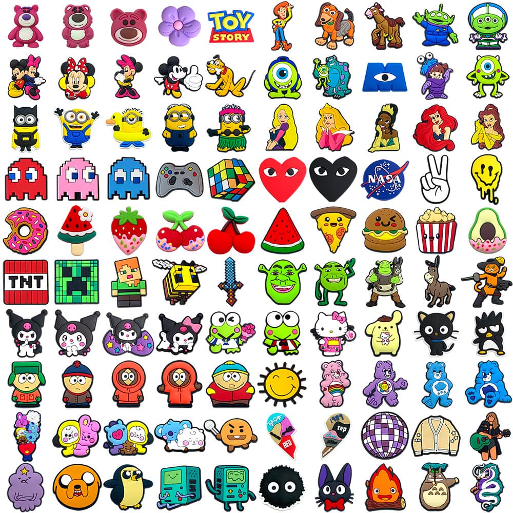 MEIDJ Encantos De Sapato 100 Decorações De Padrão De Desenho Animado Acessórios De PVC Com Botão