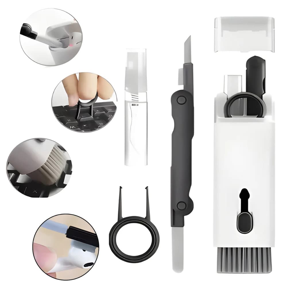 Kit Limpeza 3 em 1 Tela Limpador Teclado Escova Laptop Airpod Câmera Monitor Computador Celular