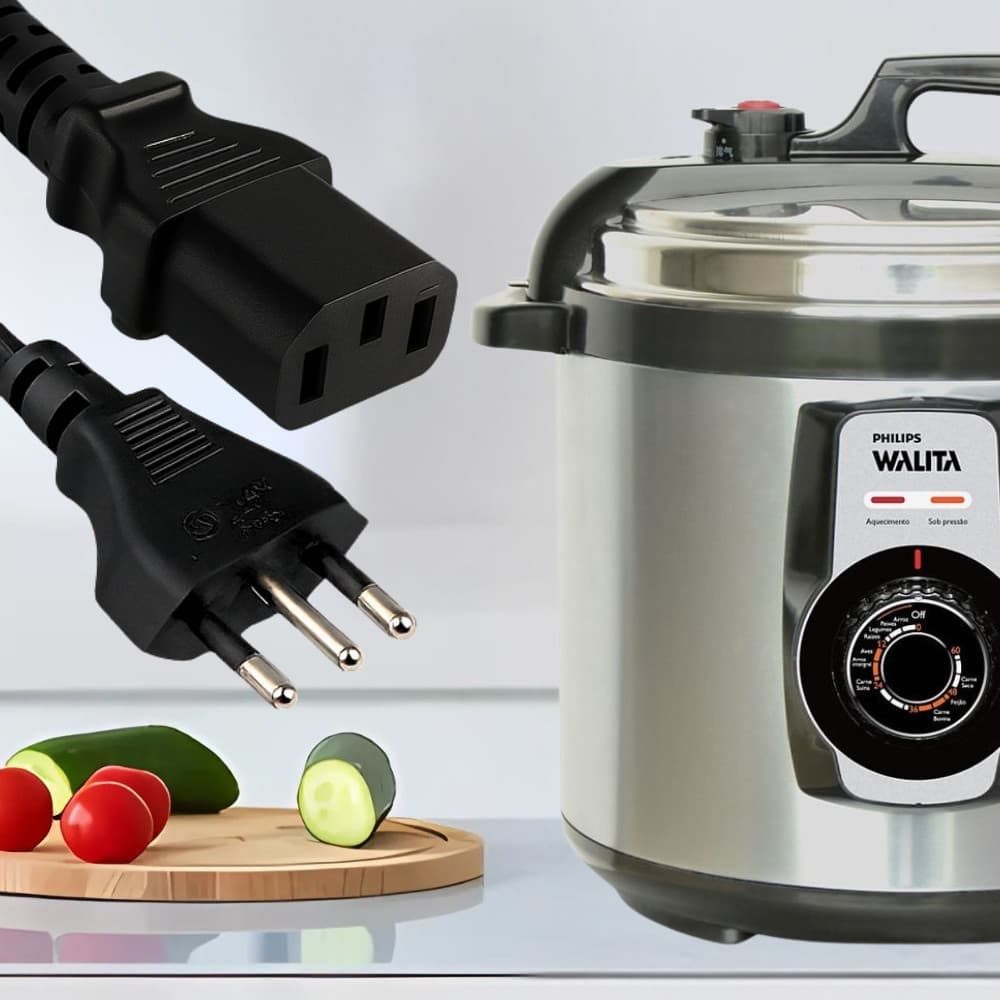 Tomada Para Panela Elétrica 3 Pinos 10A 1,5m Cabos Fio de Energia Cabo de Força Panela de Arroz