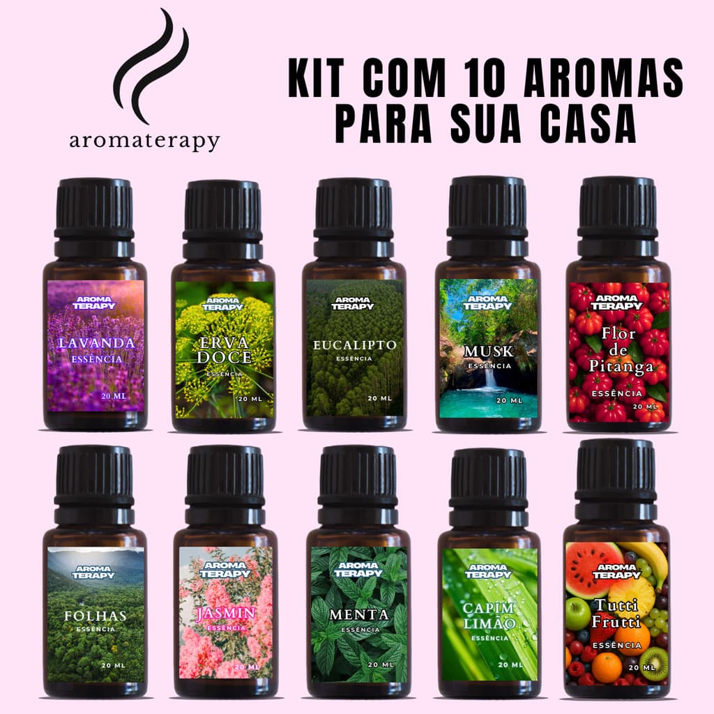 Kit Essências Aromáticas 20ml – Cheirinho para Casa, Difusor e Aromatizador de Ambientes