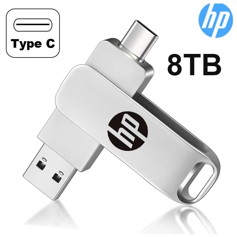 USB 3.0 Pen Drive 2 In 1 HP Double Flash Type C 1TB 2TB 4TB 8TB Portable Memory Disk U Mental High Speed