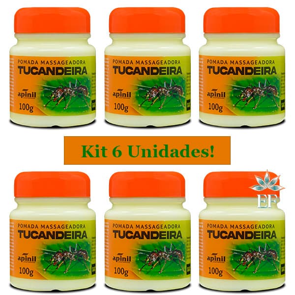 Kit 6 Unidades Pomada Massageadora TUCANDEIRA 100g APINIL