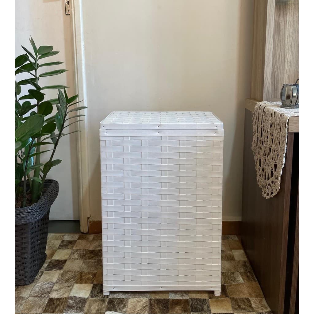 Cesto De Roupa Suja, Roupeiro de Fibra Sintética vertical 40x25x59, Cesto Organizador lavanderia