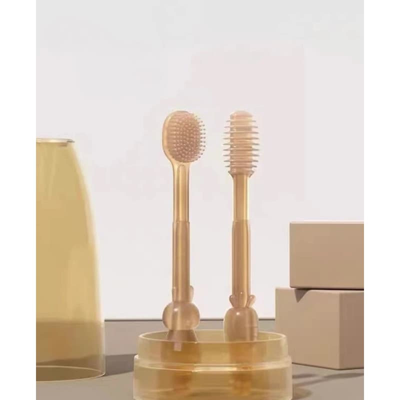 Escova de Dente Infantil silicone para bebê 2 unidades c/ estojo -envio imediato