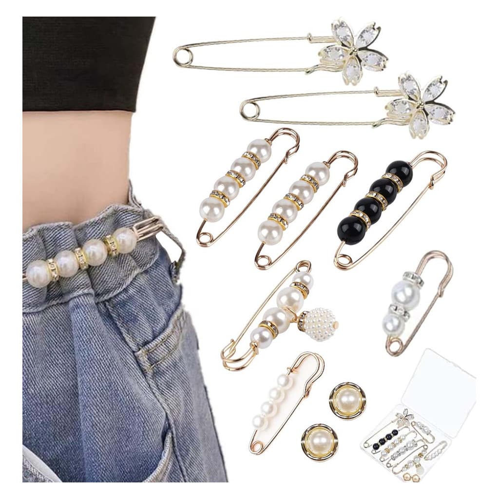 Alfinete Aperta Calça Ajuste De Roupas Broche Perola Kit 10