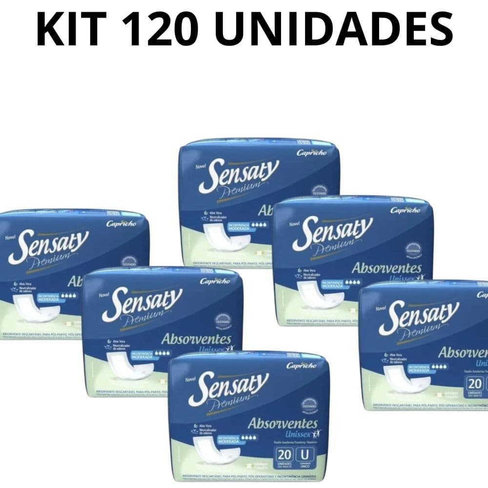 KIT 6 Absorvente Geriátrico Sensaty  C/ 120un. Unissex 