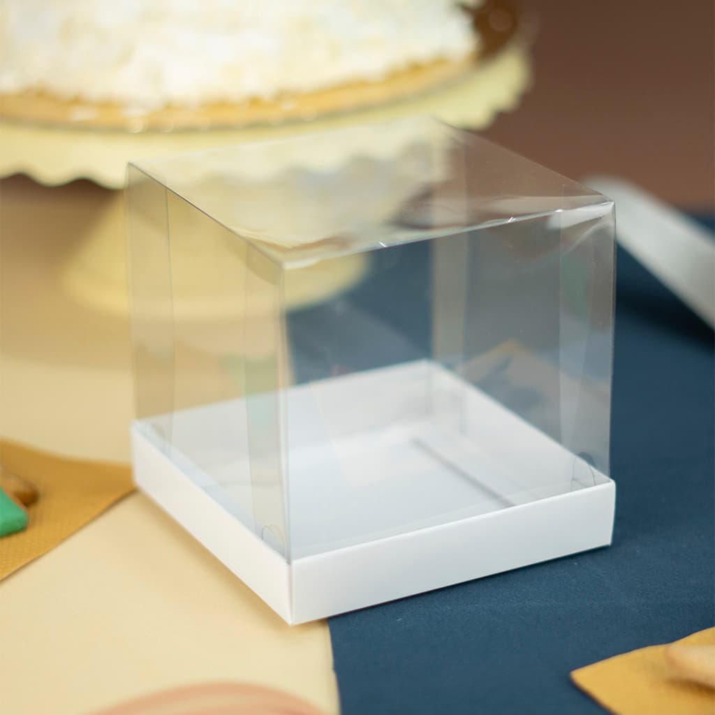 50 Caixas 10x10x10 Acetato Transparente | Para Caneca, Mini Bolo, Panetone e Lembrancinhas